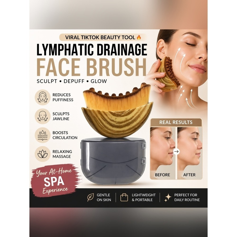Lymphatic Drainage Face Brush Sculpting Jawline Contour Tool Anti Puff Massager